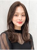 ナチュラルカール大人可愛いイメチェンこなれヘア斜めバング