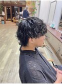 メンズカット/マッシュウルフ/波巻きスパイラルパーマスタイル
