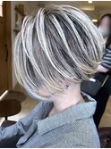 脱白髪染めホワイトバレイヤージュ×ブリーチ３回