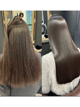 エレクシィ(ELEXY)の写真/ハイダメージにも対応可能な酸性縮毛矯正◎自然なツヤと手触り抜群の美しい髪を手に入れる♪
