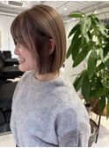 切りっぱなしぱっつんボブ　透明感カラー髪質改善ショートカット