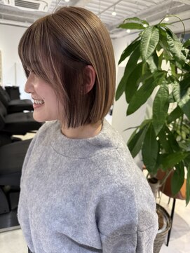 マルフェ 天王寺(marfe) 切りっぱなしぱっつんボブ　透明感カラー髪質改善ショートカット