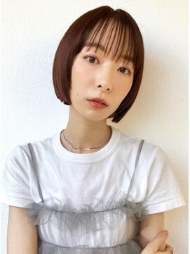 小顔◎暗髪ラベンダー×透明感カラー丸みショートボブp川口