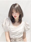 イメチェンヘアスタイル 、ピンクベージュ、アンブレラカラー