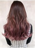 ベイビーピンクグラデーション_セミウェットウェーブ_ba275151
