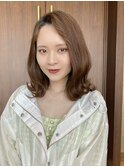 仙台髪質改善縮毛矯正韓国ボブ前髪　ココアベージュ
