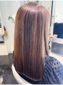 20代30代40代大人可愛いハイライトショコラアッシュストレート