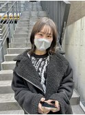 赤み消しカラー　グレージュカラー　ミディアム　レイヤーカット