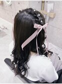 編み込みハーフツイン/心斎橋ヘアセット