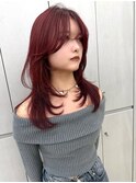 前髪イメチェンアンブレラカラーウェーブパーマ風こなれミディ