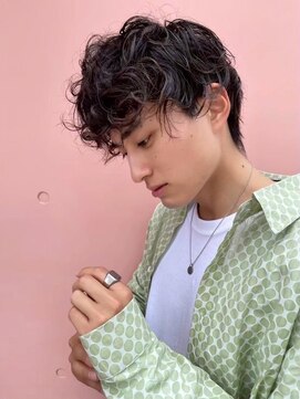 ロミー 本厚木(ROMMY.) メンズヘアカット◎韓国マッシュワイルドパーマチャコールグレー