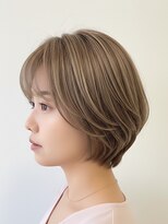 ミント(minto)&nbsp;ココアベージュ小顔30代丸みショートボブ×透明感カラーオフィス
