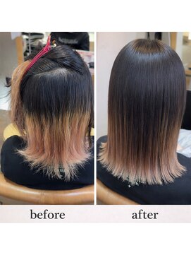 ソア 武蔵小杉(SOAR) 前髪アンブレラカラーでピンクベージュにイメチェン