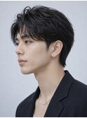 毛流れハンサムショートセンターパートメンズ黒髪爽やか