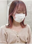 トーンインナーカラーピンクベージュフェイスフレーミング