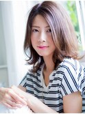 デザインカラー/シルキーベージュ/グレージュカラー/斜めバング