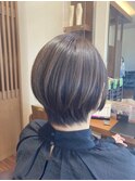 丸みショートボブ×ダークグレージュカラーツヤ髪20代30代40代