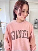 大人可愛い艶カラーワインレッド×センターパートボブスタイル
