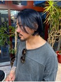 ネイビーカラーブルーブラックダークブルーダブルカラーメンズ