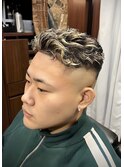 オールバックパーマ フェード