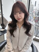 スティル カラン(STILL calin) 韓国ヘアロングレイヤーカットミルクティーベージュ前髪カット