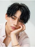 韓国ヘアニュアンスコンマバングセンターパートフェザーパーマ