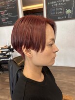 ラブヘアーグリーン(LOVEHAIRGREeN)&nbsp;刈り上げショート×ピンクオレンジ