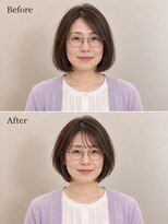 aptas 青山/表参道 白髪染め/白髪ぼかしハイライト/ボリュームアップエクステ 40代の大人ボブ|表参道・青山