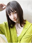 シンプル外ハネ_アースカラーくびれヘアツートンカラー_27831