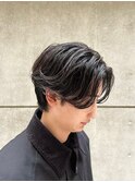 艶センターパートニュアンスパーマダークアッシュ韓国マッシュ