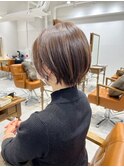 魅力倍増カールセミディシアーカラーダークアッシュショートヘア
