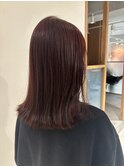 小川/ブリーチなしwカラーレッドブラウンくびれヘアワンカール
