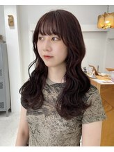 【ブリーチなしカラー】暗めベースからでも出来るワインレッドカラーstylist/大西めぐみ