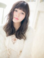 モッズヘア 福岡天神店 mod's天神/ぱっつん前髪黒髪アッシュ韓国風巻きウェーブパーマb