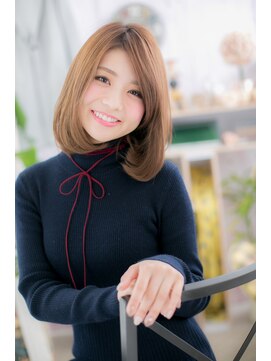 ミック 日暮里店(miq) オレンジブラウンで透明感☆ナチュラル小顔ロングボブc1