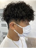 ツイストスパイラルパーマメンズパーママッシュウルフフェード