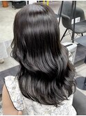 黒髪美髪レイヤー韓国ヘアエアリーロングくびれカール小顔