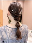 お呼ばれヘア　ロング　ミディアム　編みおろし　結婚式