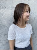 フェイスフレーミングインナーカラーピンクミルクティー外ハネ