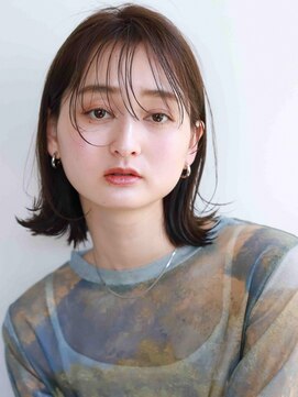 ムウ 難波(MOU) ボブクールショート前髪イメチェンピンクベージュ30代40代50代