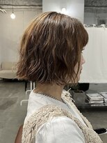 アオゾラヘアーカミノウラ(AOZORA HAIR kaminoura) ボブパーマ あご下ボブ ナチュラルカラー スタイリング簡単