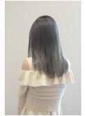 【イルミナ】黒髪風透明感ダークアッシュ系カラーのストレート＊
