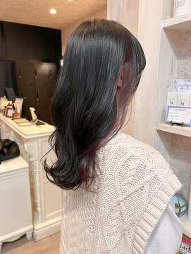 キャアリー(Caary) 福山人気Caary イヤリングカラーパープルブラウンゆる巻きロング