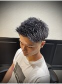 ビジネスショートスパイキーショートパーマツーブロックフェード