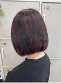 切りっぱなしボブ★ボルドーハイライト