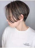 ショート　ハンサムショート　おしゃれハイライト　ケアブリーチ