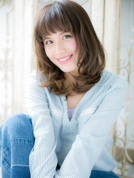 モッズ ヘア 福岡姪浜店(mod's hair) mod's姪浜ぱっつん前髪ミルクティーアッシュ大人巻き毛先パーマi