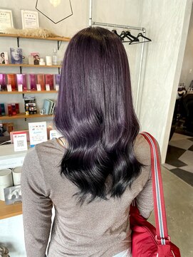 シェル 津山の手店(shel) 透明感カラー20代30代ダブルカラーパープルカラー裾ブラック