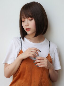 ヴィヴィ(VIVIE) 内巻き切りっぱなしボブアプリコットオレンジ暗髪黒髪ハイライト