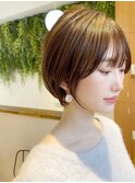 ◎前下がりショートボブハンサムショートカットカラーパーマケア